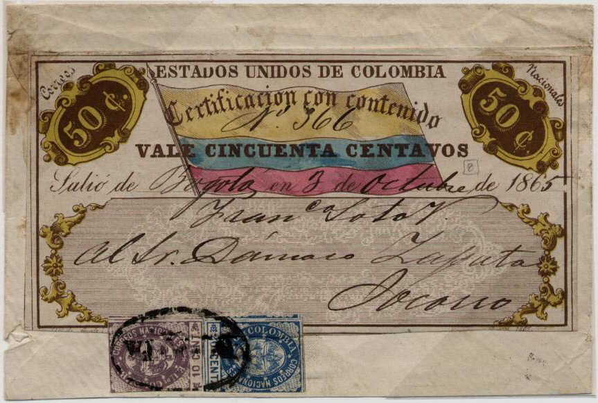 1865 Issue 50 centavos cubierta cover
